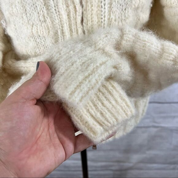 See by Chloe Alpaca Wool Zip Knit Sweater size medium cream and tan - Picture 4 of 10